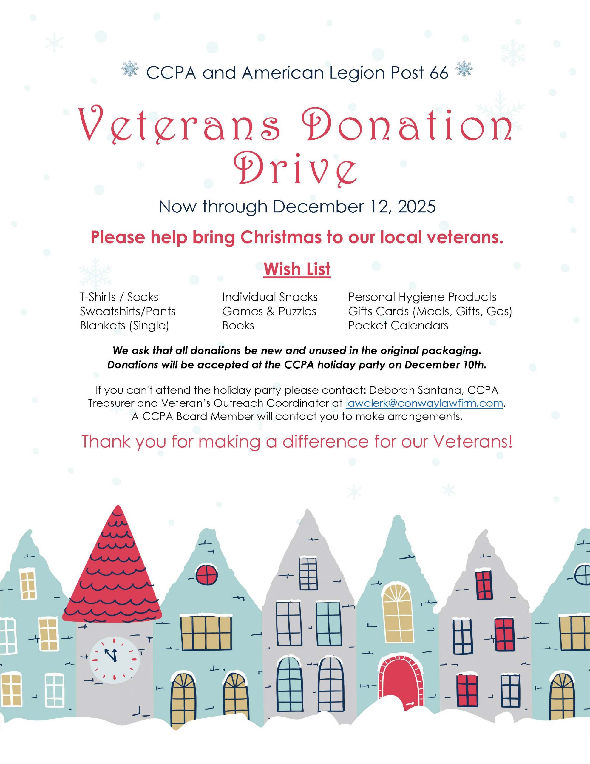 ❄️CCPA and American Legion Post 66 Veterans Donation Drive❄️